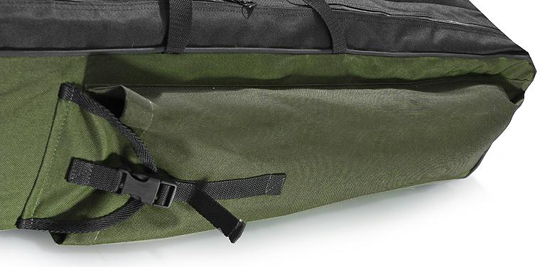 2 POCKETS 140cm FISHING HOLDALL BAG LUGGAGE for made up rods & reels GREEN BLACK 